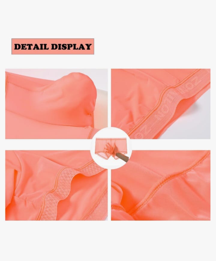 Men's Breathable Ice Silk Men's Boxer Briefs See-Through Underwear Trunk Transparent Stretch